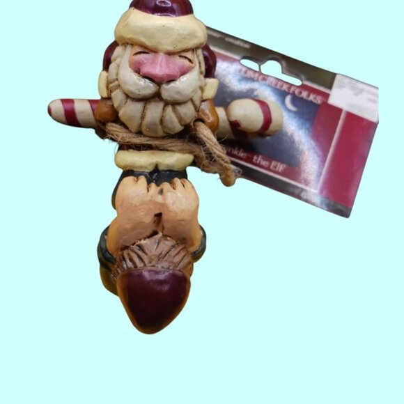 The Plum Creek Folks Handcrafted "Hanging The Elf" Ornament - Picture 8 of 13